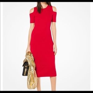 Michael Kors Red Cold Shoulder Bodycon Dress (M)